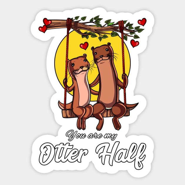 Cute Otter Half Couple Sticker by underheaven